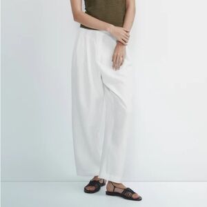 Massimo Dutti off white linen blend wide leg trousers - size 6 (Small) NWOT